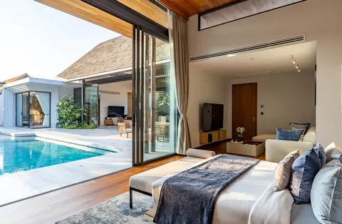 AVANA villa: master bedroom opening to the pool