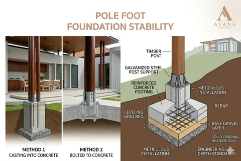 AVANA villa: pole-foot foundation diagram