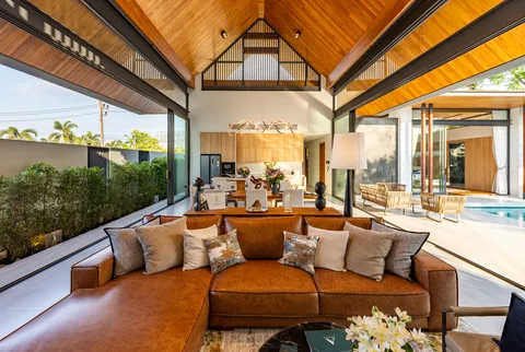 AVANA villa: double-height living room and terrace